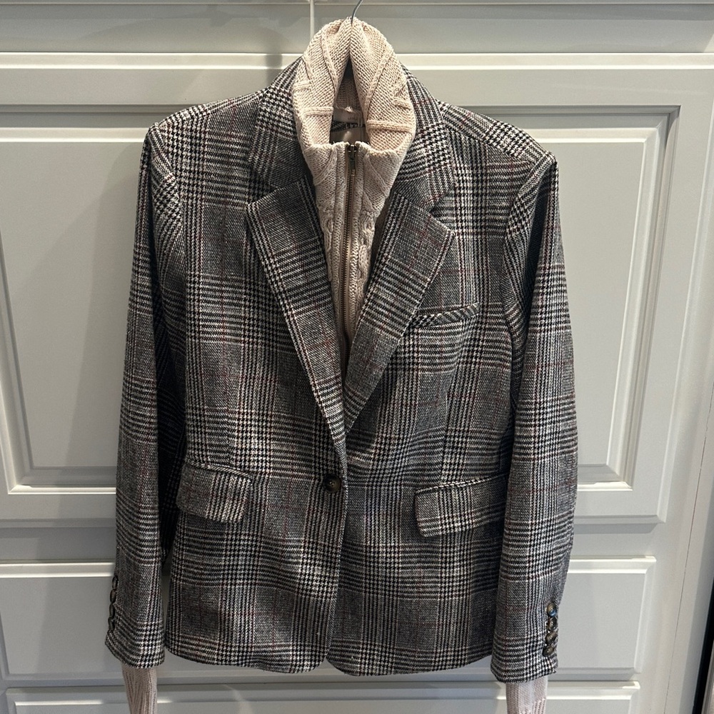 Plaid Blazer with Inner Sweater